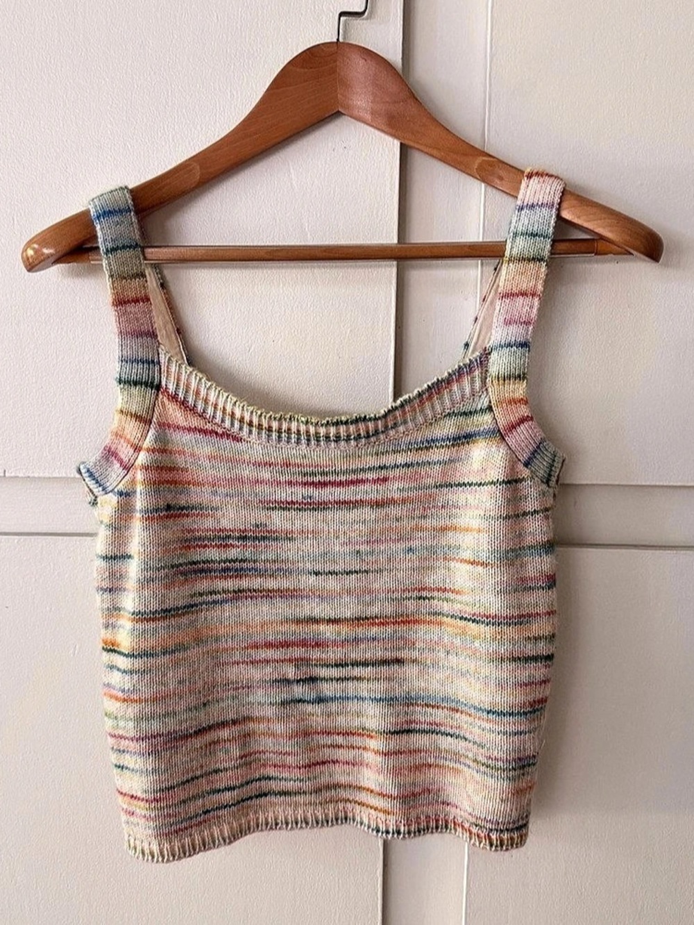 Z Supply Crochet Knit Rainbow Striped Tank Top in Multicolor Size Large